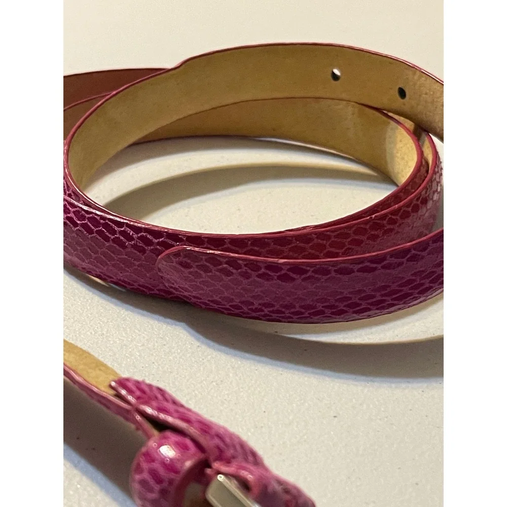 Skinny Belt Women 18/20 Pink Snakeskin Embossed‎ Leather